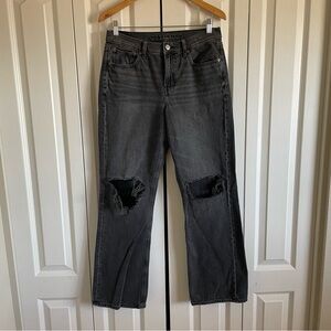American Eagle 90s Bootcut Jeans Women’s 8 Black Wash Ripped Distressed Grunge